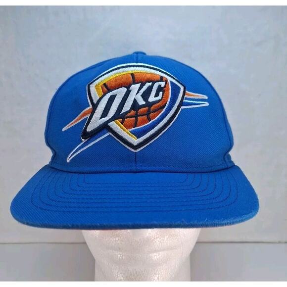 Adidas Oklahoma City Thunder Embroidered Hat Blue Orange Adjustable Snapback - Picture 1 of 7